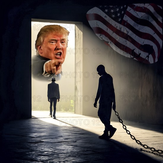 Symbolic image, human rights, expulsions, deportations, US democracy in danger, EU and Germany