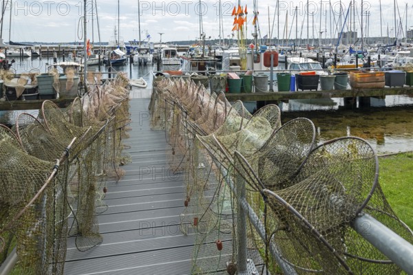 Strander Fischersteg, boat harbour, fishing harbour, marina, fish traps, Strande,