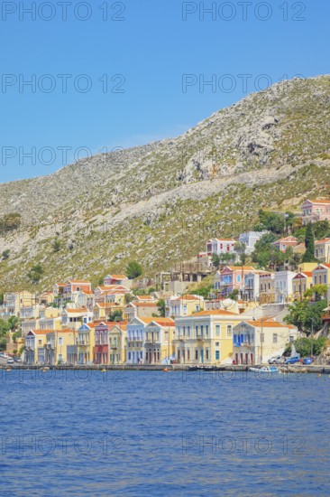 View of Gialos Harbour, Gialos, Symi Island, Dodecanese Islands, Greece