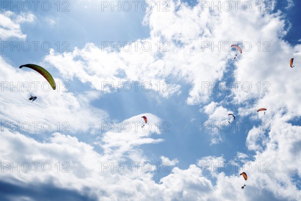 Paragliders in the sky, Interlaken, Switzerland