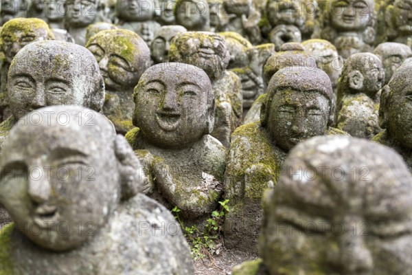 Rakan statues at Otagi Nenbutsuji Temple, stone, moss-covered, Ukyo-ku, Kyoto, Kyoto Prefecture,