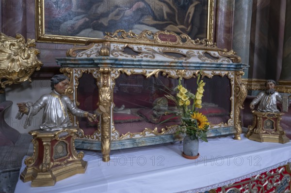 Reliquary sarcophagus of St Urbanus, catacomb shrine, Abbey Church of the Assumption of the Virgin