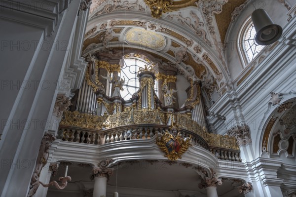 Organ loft, the organ is from 1725, Abbey Church of the Assumption of the Virgin Mary, Rohr, Lower