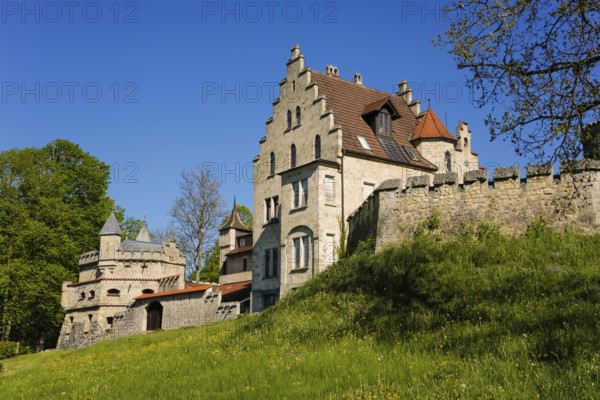 Lichtenstein Castle, fairytale castle of Württemberg, romantic fairytale castle on the eaves of the