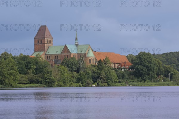 Romanesque cathedral with cathedral lake, Brick Romanesque, Brick church, Romanesque, Lake,