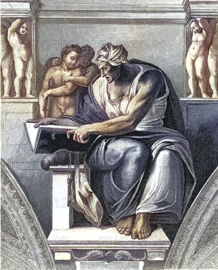 Sibylla Delphica, Sibyl of Delphi, depiction from the Sistine Chapel in the Vatican, Rome, Italy