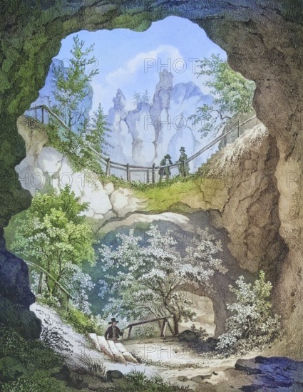 The Riesenburg, natural karst cave ruin near Engelhardsberg, Franconian Switzerland, district of