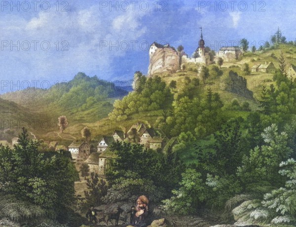 Wüstenstein Castle, Franconian Switzerland, around 1850, district of Forchheim, Upper Franconia,