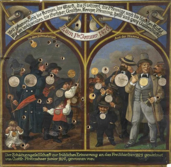 Shooting target from the Kronach shooting festival, 1875, Upper Franconia, Bavaria, Germany,