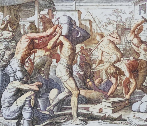 Biblical history, oppression of the children of Israel in Egypt, digitally enhanced reproduction of