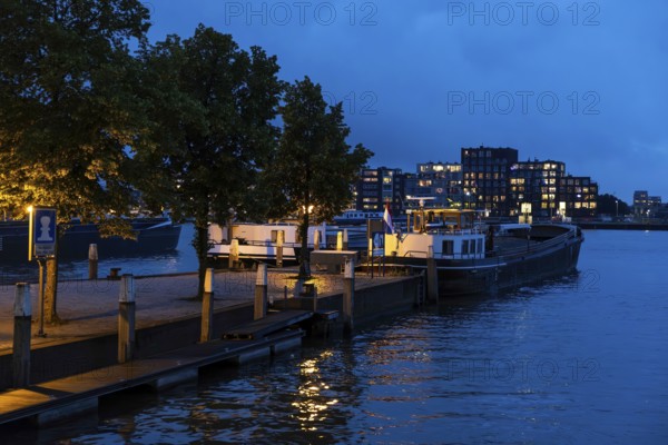 Ships at anchor in the harbour of Dordrecht, Netherlands, digitally reworked