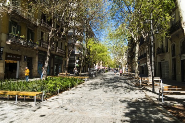 Superblock or Superilla in the Eixample neighbourhood, a highly restricted area of the city in