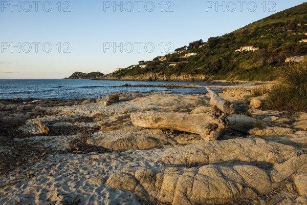 Picturesque beach, Plage de Bonne Terrasse, sunrise, Saint Tropez, Var, French Riviera,