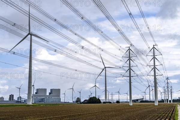 RWE coal-fired power plant Eemshavencentrale, in the seaport of Eemshaven, operator RWE Power, wind