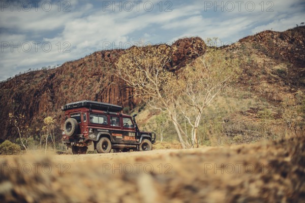 Landrover Defender four-wheel drive vehicle in the Australian outback