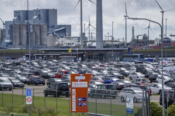Car park at the ferry port of Eemshaven, in the Ems estuary ferry to the German North Sea island of