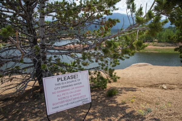 Colorado Springs, Colorado - Crystal Reservoir on Pikes Peak. The reservoir stores water for