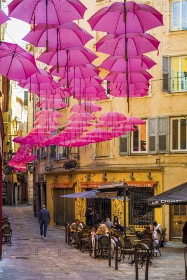 Picturesque alley in the old town, Grasse, Alpes Maritimes, Provence Alpes Cote d'Azur, French