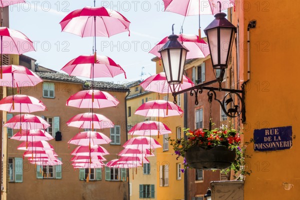 Picturesque alley in the old town, Grasse, Alpes Maritimes, Provence Alpes Cote d'Azur, French