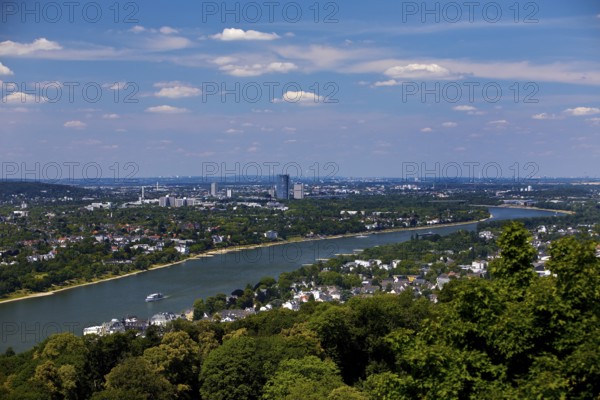 The Rhine with a view towards Bonn seen from the Drachenfels, Siebengebirge, Koenigswinter, North