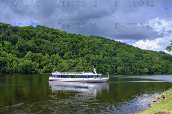 Excursion boat on the Rursee, Rursee boat trip, Rur dam, Rur reservoir, Einruhr, North Eifel,