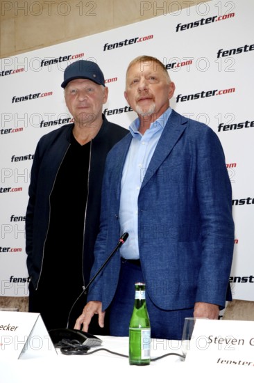 Stefan Effenberg and Boris Becker at the press conference to mark the presentation of the new TV