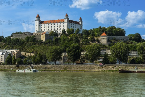 View of Bratislava Castle from the other bank of the Danube, Slovakia
