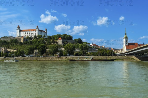 View of the castle and St Martin's Cathedral in Bratislava, Slovakia, from the other bank of the