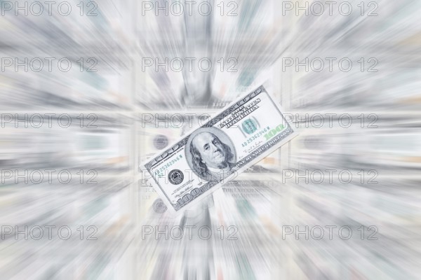 US dollar notes, 10 dollars, 100 dollars, banknotes, zoom effect