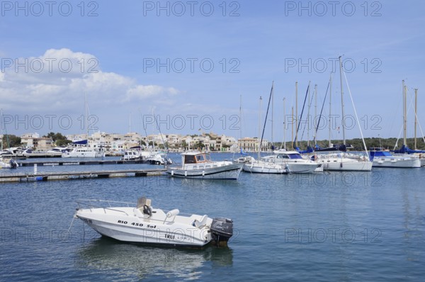 Boats in the harbour, Porto Colom, Majorca, Balearic Islands, Spain