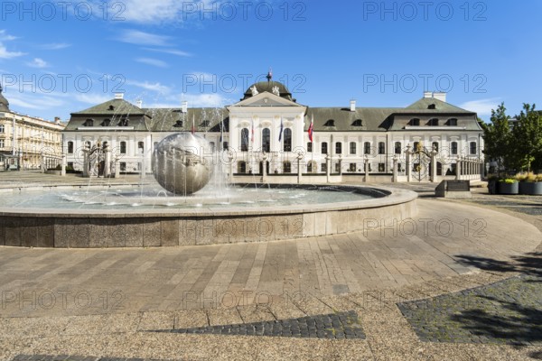 Peace fountain on Hodža Square at Grassalkovich Palace, Presidential Palace, seat of the President
