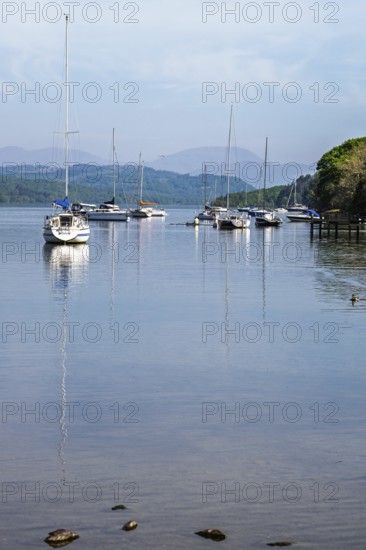 Boats on Windermere Lake, Fell Foot Park, Lake District, Cumbria, England, United Kingdom
