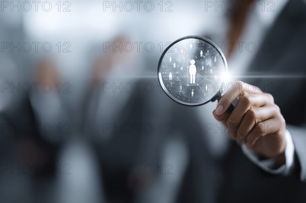 Concept of a brain hunter human resources in search of talented professionals for corporate office