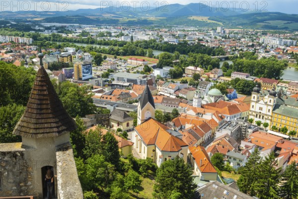 View from the castle of the town of Trencín, the parish church of the Nativity of the Virgin Mary