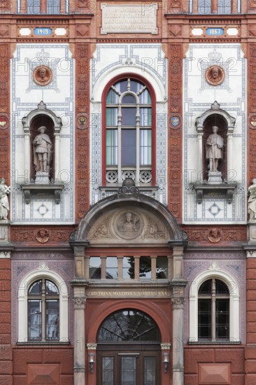 Main building of the University of Rostock, Renaissance façade with terracotta chimney, Rostock,