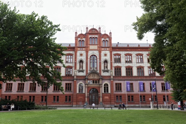 Main building of the University of Rostock, Renaissance façade with terracotta chimney, Rostock,