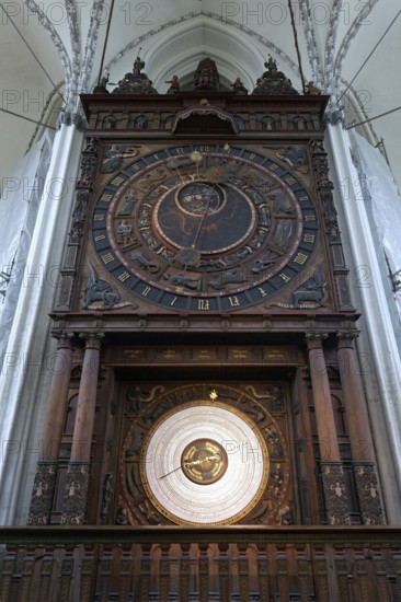 Astronomical clock from 1472, calendar, St Mary's Church, Rostock, Mecklenburg-Western Pomerania,