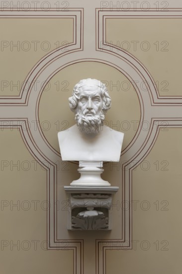 Homer, ancient Greek poet, bust in the stairwell, main building of the University of Rostock,
