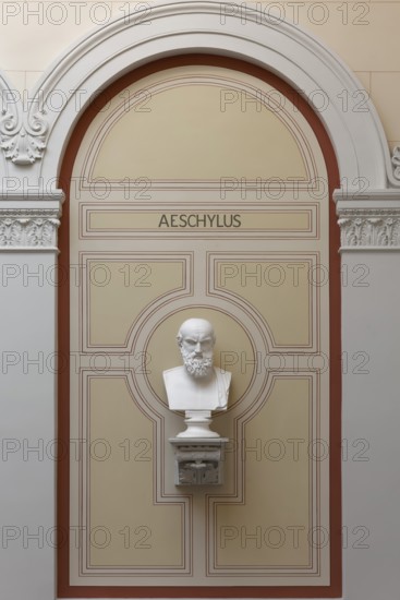 Aeschylus, ancient Greek poet, bust in the staircase, main building of the University of Rostock,