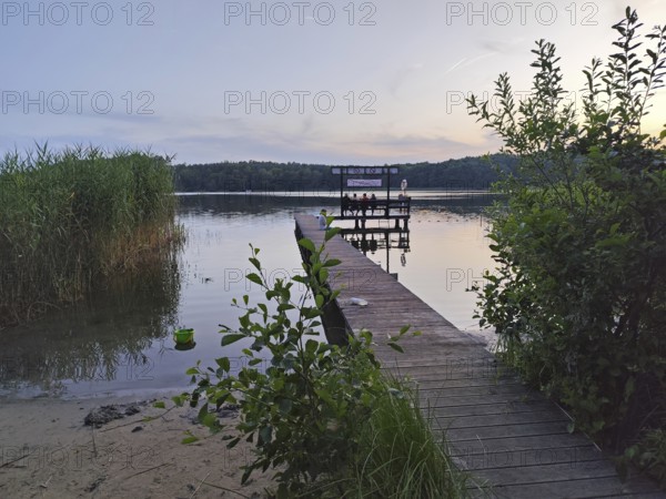 Jetty, Leppinsee campsite, Rechlin, Mecklenburg Lake District, Mecklenburg-Western Pomerania,