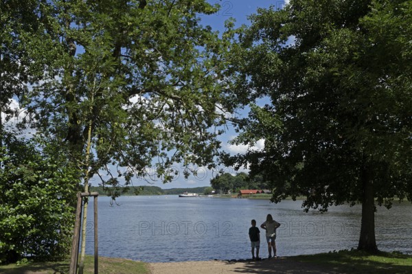 Lake Mirow, view from the castle island, Mirow, Mecklenburg Lake District, Mecklenburg-Western