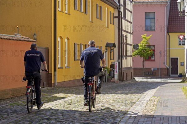 Employees, public order office, cycling to work, Röbel, Müritz, Mecklenburg Lake District,