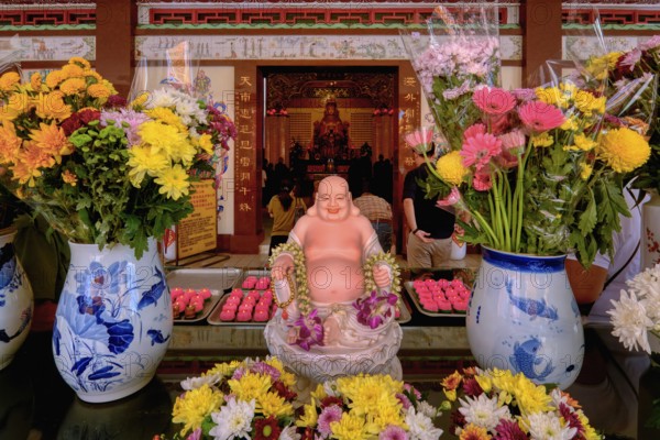 Thean Hou Temple to the Goddess Mazu, Prayers in the Intercession shrine, Kuala Lumpur, Malaysia,