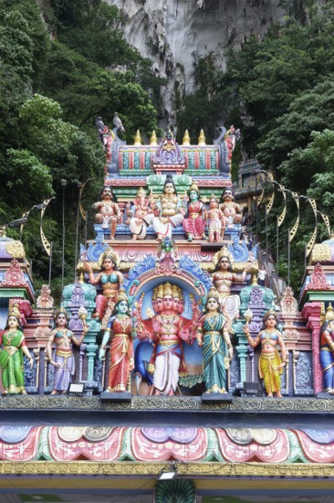 Detail of the colorful staircase leading to the caves, Batu Caves complex, Kuala Lumpur, Malaysia,