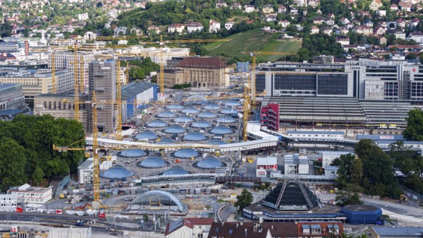 Stuttgart Central Station. The Stuttgart 21 construction site, where the new through station is