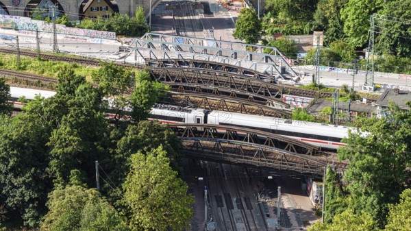 Railway bridges at Stuttgart North Station with ICE. More than 1000 Deutsche Bahn AG bridges need