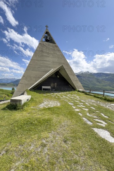 Mont-Cenis Pyramid Museum built in 1967 above the Lac du Mont Cenis in a stylised pyramid as a