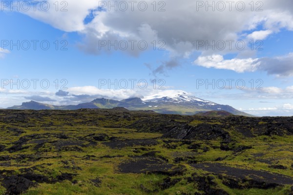 Snaefellsjökull National Park with Snaefell volcano on the horizon, Snaefellsjökull glacier,