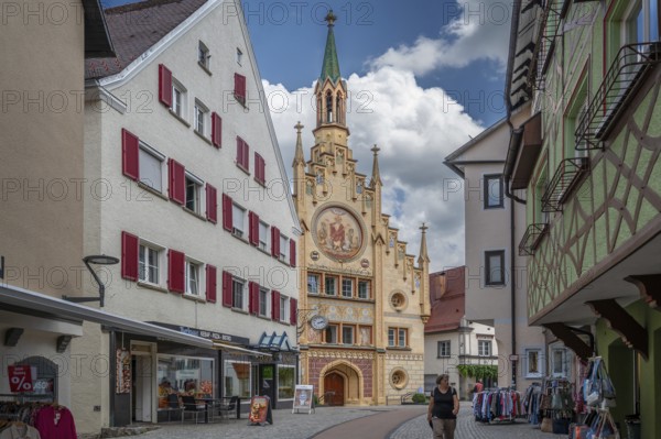 View of the historic Heilig Geist hospital, mentioned in the 13th century, neo-Gothic façade in