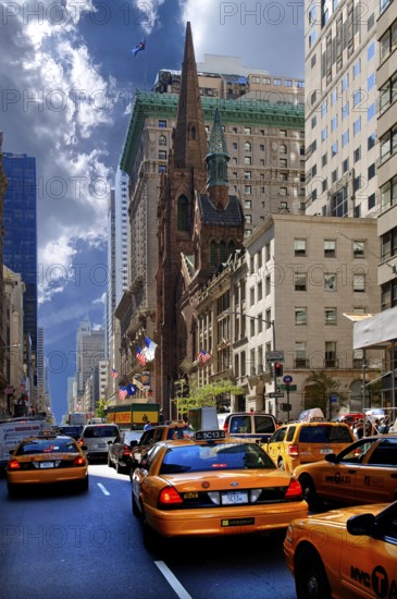 5th Avenue with the Presbyterian Church, 1875 was the tallest Victorian building in Manhattan at